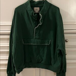 BDG Forest Green Button-Up Sweatshirt in EUC